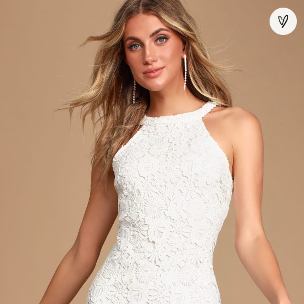 Lulu's Love Poem Ivory Lace Mini Dress